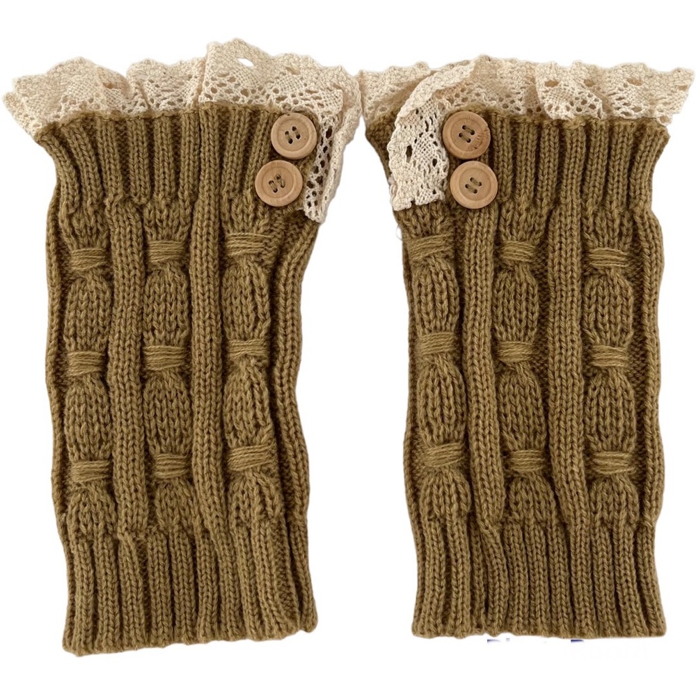 Boot Cuffs Ruffle Lace Buttons Scallop Edge  Knit Crocheted